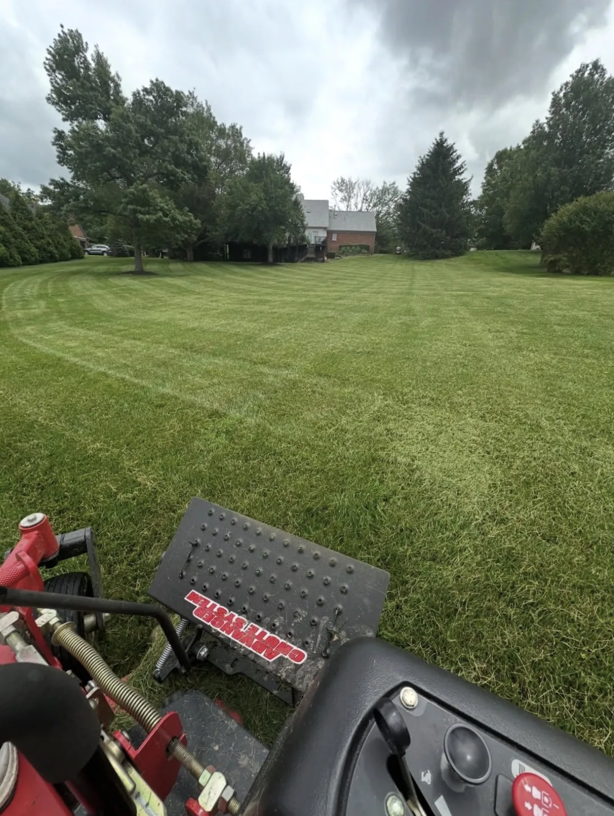 Mowing in action
